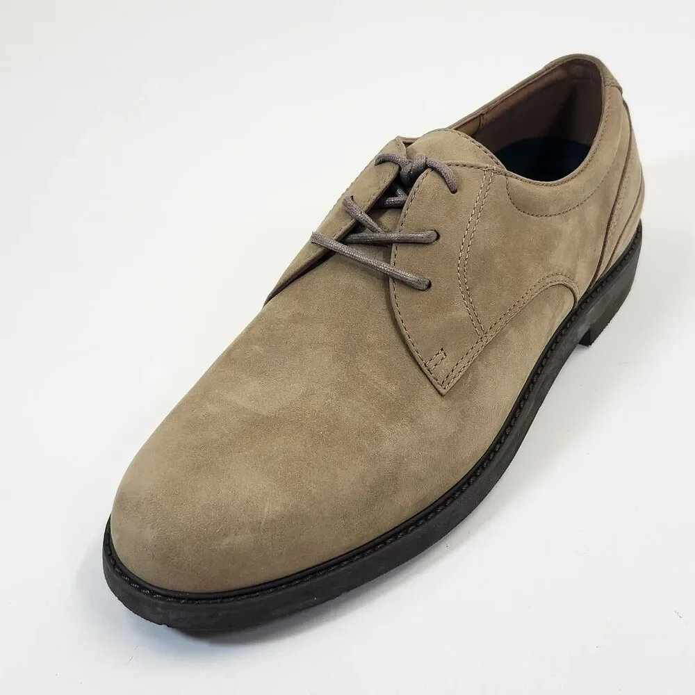 Rockport Mens 10M Beige Nubuck Leather Derby Shoes Casual Lace Up Comfort Oxford
